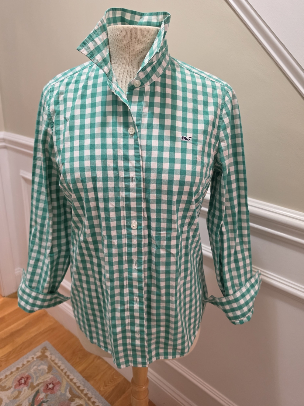 Vineyard Vines Green & White Gingham Button-Up Shirt
